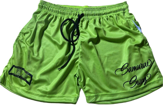 A.W.A.R. Retro Neon Green P.E. Training Shorts