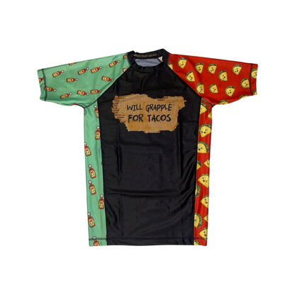 Will Grapple For Tacos Rashguard | Samurai Swag - BJJ and MMA rashguards, shorts and accessories made in Austin Texas